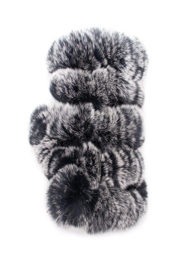 Surell Fingerless Gloves - Real Rex Rabbit Fur Gloves - Women’s Texting Gloves - Fingerless Mittens - Fur Winter Gloves - Soft & Warm Cold Weather Mittens for Girls - Black Frost - Image 4